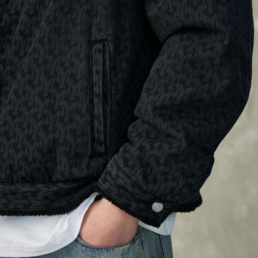 李晨nic专享满印仿羊羔绒翻领牛仔夹克外套保暖男C潮流NP3BDC05 商品图3