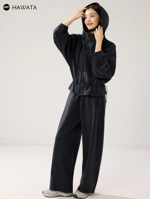 哈瓦塔（加绒）摩登砂洗休闲外套镰刀裤套装H350163 商品图4