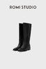 ROMI STUDIO“棕标甄选”头层牛皮拼羊皮油蜡粗跟长筒靴RW24LP30426 商品缩略图9