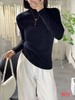 伯妮斯茵 | 高级感利落 纯色坑条羊毛打底衫  半高领  长袖设计 百搭叠穿 日常穿搭款  SZ3E16 - 黑色针织衫 商品缩略图0