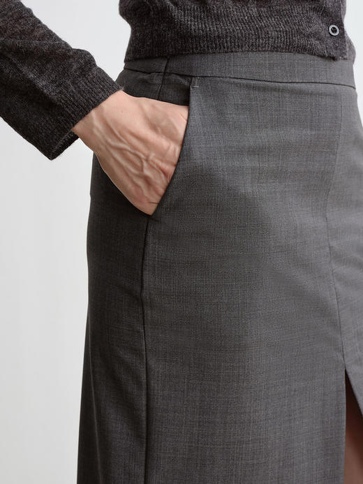 ROMI STUDIO“气质优雅”可机洗绵羊毛混纺前开叉半身裙 RWCSXT1604(现货) 商品图4