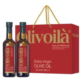 欧丽薇兰特级初榨橄榄油500mL×2(玻璃瓶/礼盒/纸箱)红标-YS