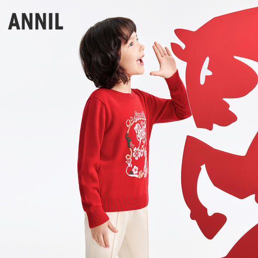【新年波】女童圆领长袖针织衫春季新款安奈儿童装EG614508 商品图1