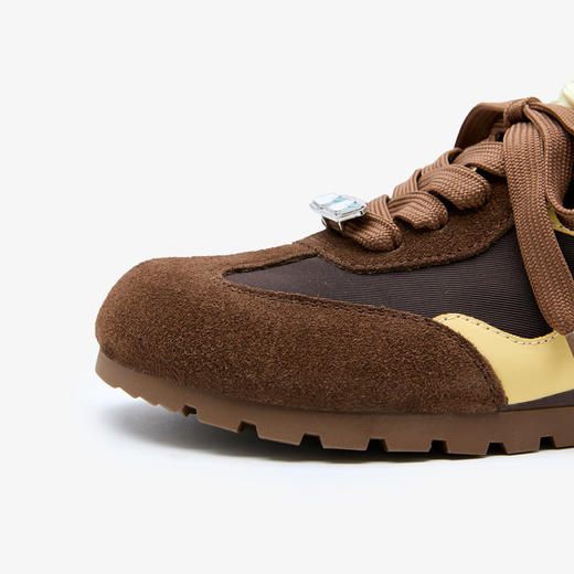 西遇棕色德训鞋女新款秋季美拉德双鞋带舒适休闲鞋平底运动鞋K0057297 商品图5