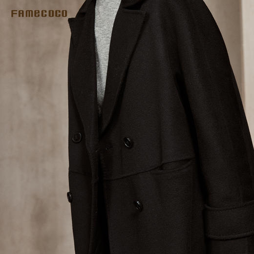 Famecoco范可儿100%绵羊毛经典翻领双面呢大衣FAC8AR006 商品图3