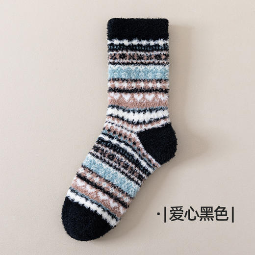 【绒绒的暖暖的！秋冬珊瑚绒袜子】 地板袜男女半边绒睡眠袜 冬季柔软加厚保暖中筒袜 商品图12