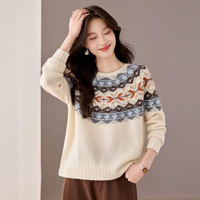 QF 20-1582费尔岛纯羊毛毛衣氛围感满满慵懒风针织上衣