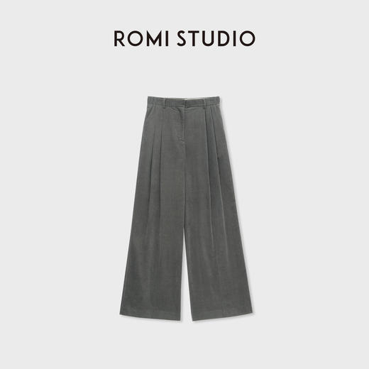 ROMI STUDIO“环保系列”100%棉高腰可调节阔腿灯芯绒长裤23AWK1180 商品图6