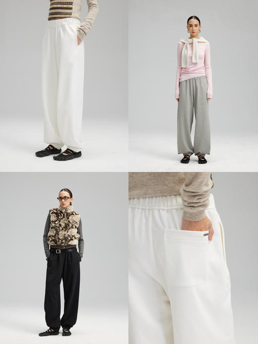 素舶 重磅针织自发热松弛感无侧缝一体式松紧腰束脚运动休闲卫裤 商品图1