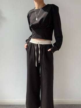 SIJIA｜AW2564 黑色拼色腰头卫裤