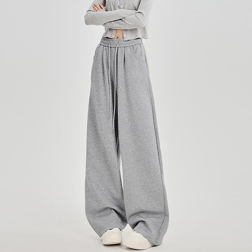 西遇宽松休闲裤女新款垂感高腰阔腿抽绳卫裤美式运动裤SS051678 商品图0