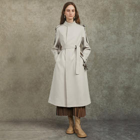 Famecoco设计师款职场通勤立领长款风衣长期主义高级感FAC6AT001