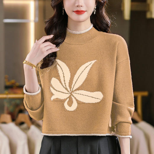 高腰短款毛衣，时尚时髦半高领打底衫CC-101-743 商品图2