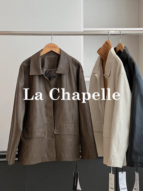 会员福利【媲美绵羊皮质感！】拉夏贝尔/La Chapelle时尚复古翻领PU皮衣外套女宽松休闲夹克上衣