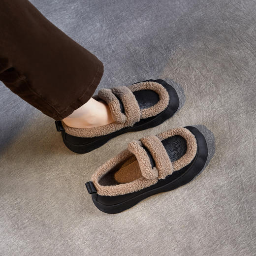ZM 258720乐福鞋一脚蹬懒人鞋复古软底休闲加绒保暖棉鞋 商品图2