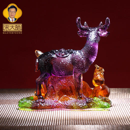 集雅轩宋韶光大师2026年新款蛇 灵鹿长春 琉璃摆件礼品 商品图3