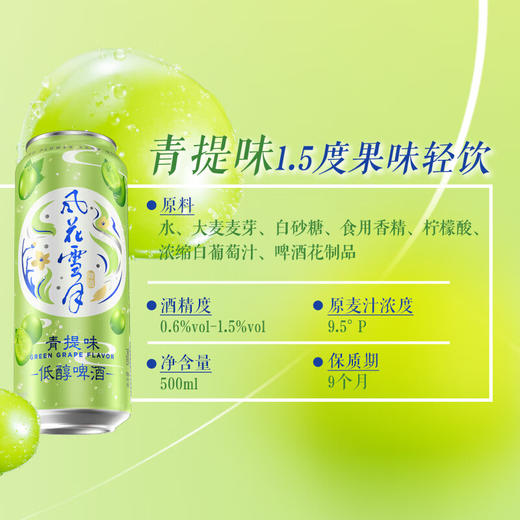 风花雪月青提味低醇啤酒500ml*12罐 商品图3