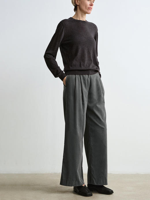 ROMI STUDIO“环保系列”100%棉高腰可调节阔腿灯芯绒长裤23AWK1180 商品图5