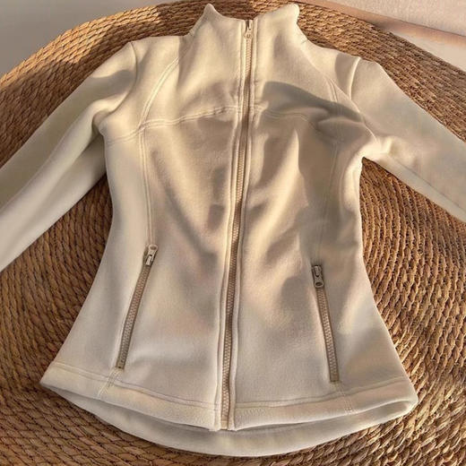 双面奥粒绒 修身立领小蛮腰外套 加绒内搭瑜伽服摇粒绒外套女2025新款秋冬季抓绒卫衣运动上衣 商品图7