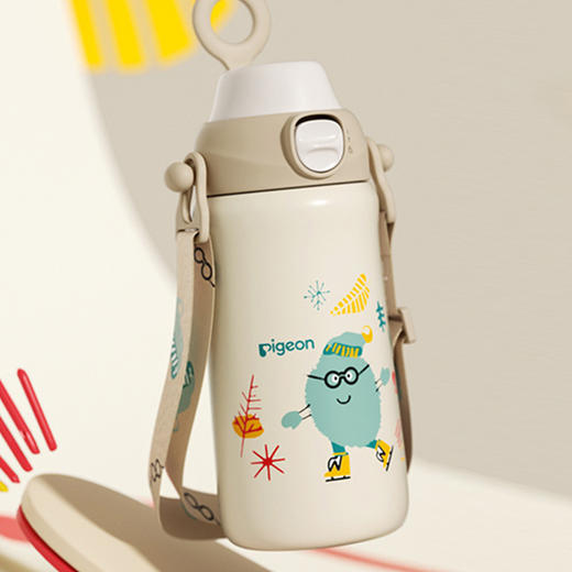 贝亲500ML儿童保温杯3岁+（大长腿玩滑板/小博士去滑冰） 商品图1