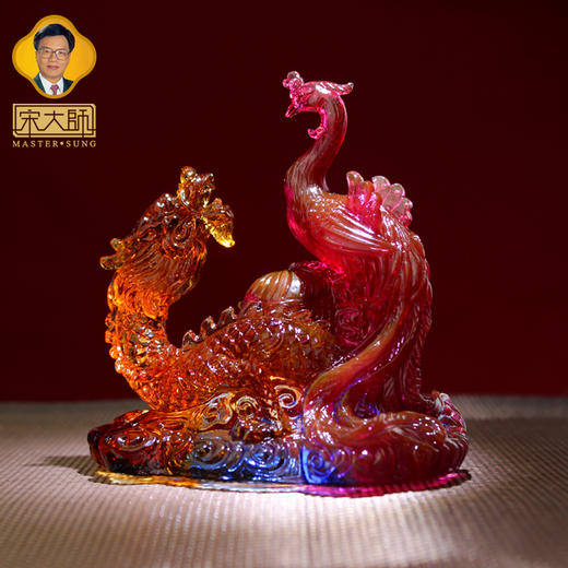 集雅轩宋韶光大师2026年新款鸡 龙凤和鸣 琉璃摆件礼品 商品图2