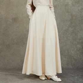 Famecoco范可儿气质百搭纯色半身裙垂坠感显瘦A字大摆裙FAC6HA024