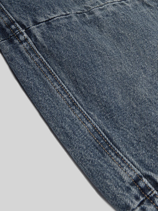 ROMI STUDIO复古拼接 宽松高腰阔腿显瘦深蓝色休闲牛仔裤 N3547 商品图9