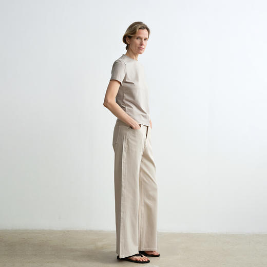 ROMI STUDIO“留白絮语”长绒竹节棉肌理感洗水直筒牛仔裤 421NS072(现货) 商品图0