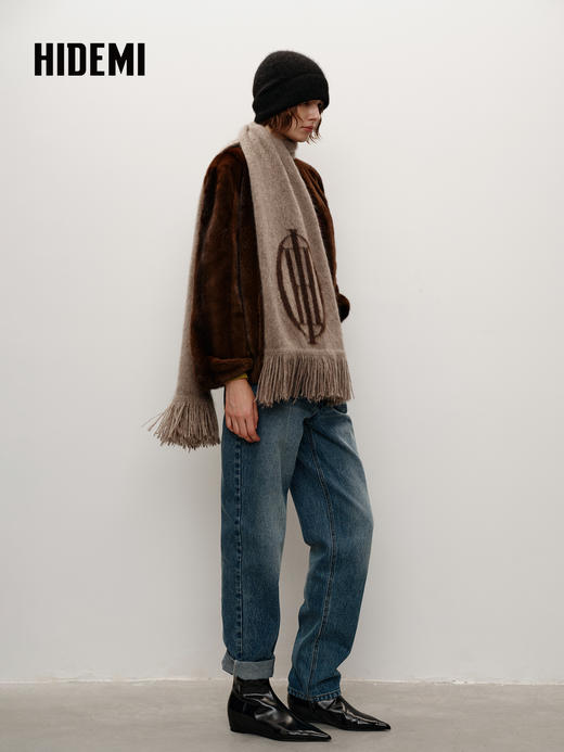 HIDEMI 大秀款青藏高原可溯源牦牛绒拉毛长拉绒logo系列加厚款围巾 商品图11