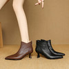【预售5天】欧美气质头层牛皮踝靴尖头秋冬加绒高跟靴子通勤细跟短靴女DB&M6616 商品缩略图2