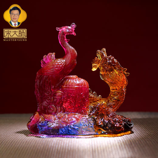 集雅轩宋韶光大师2026年新款鸡 龙凤和鸣 琉璃摆件礼品 商品图3