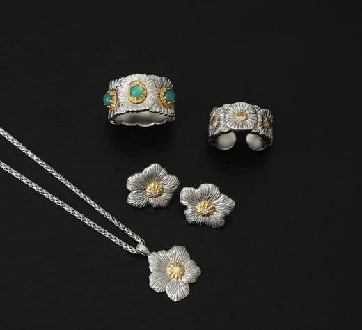 布家银饰花朵系列  项链/耳钉/戒指  虞书欣/周笔畅/权志龙/赵丽颖同款 商品图1