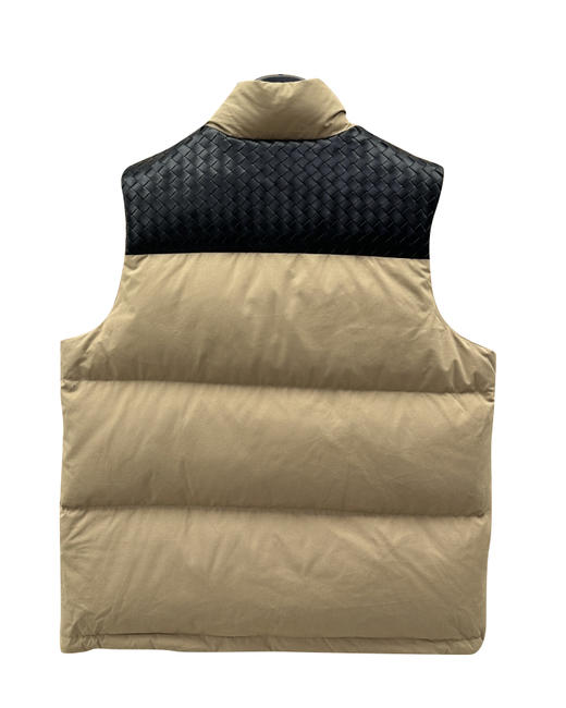 男款编织拼皮羽绒马甲005 商品图1