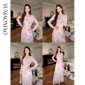 余潇潇【时光蝶舞】华丽灵动蝴蝶印花烫钻绵羊毛上衣&微弹半裙