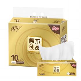 清风 新金装原木抽纸4层90抽(原120抽)*10包 B0MJ120-10B