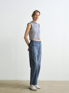 ROMI STUDIO“简约复古”舒适纯棉中低腰工装直筒牛仔裤 RWCSXD3088