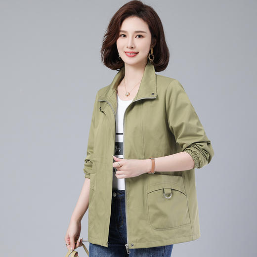 连帽短款风衣外套加肥加大码中老年妈妈女装2025 商品图1