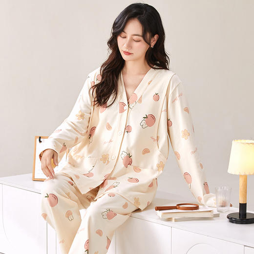 自然醒胧棉女士月子服家居服7A抗菌100%棉和服系列睡衣QH 商品图14