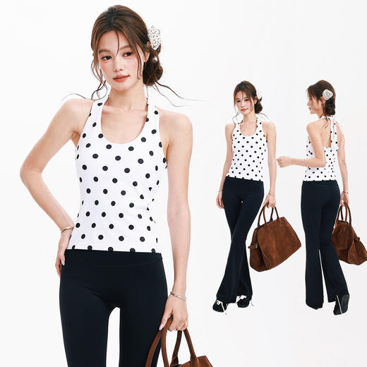 【126元任选2件】跃牌【漫西】系列 印花波点瑜伽服背心套装女运动文胸健身内衣跑步户外 商品图0