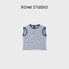 ROMI STUDIO“休闲复古”蓝白条纹轻薄舒适圆领无袖背心 RWCAS64934 商品缩略图5