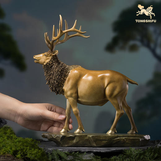 铜师傅《一路顺》客厅桌面铜鹿摆件 家居装饰工艺品 商品图4