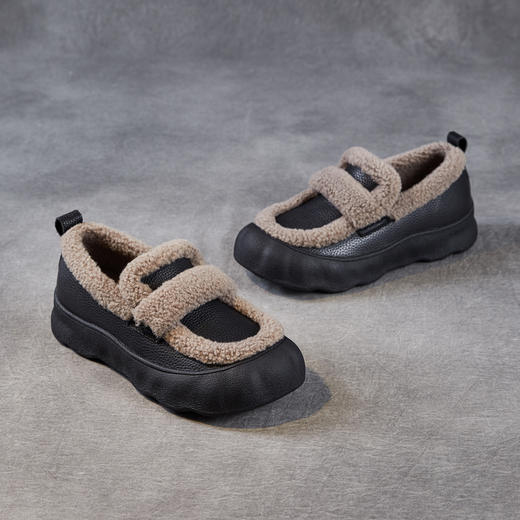 ZM 258720乐福鞋一脚蹬懒人鞋复古软底休闲加绒保暖棉鞋 商品图3