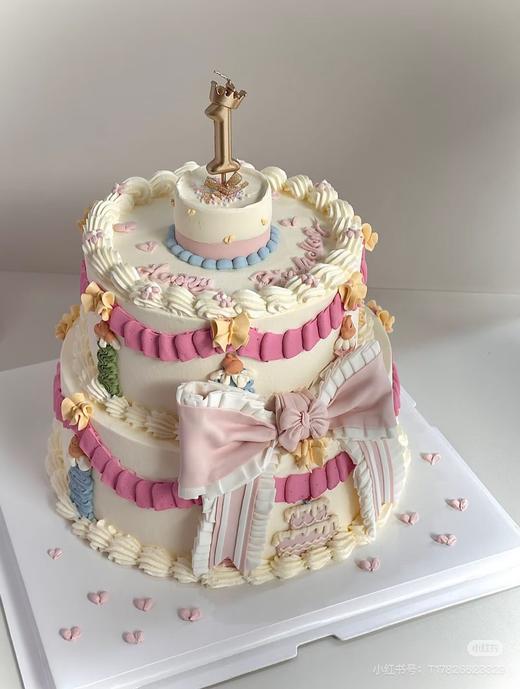 复古蝴蝶结双层蛋糕-低糖处理无添加 商品图0