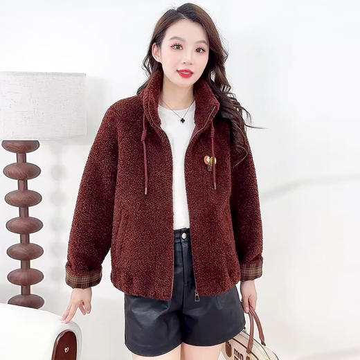 QYM 5271BKC037-Y加厚外套仿羊羔绒外套时尚保暖洋气上衣 商品图1
