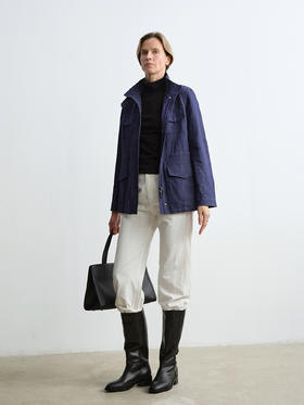 ROMI STUDIO“棕标甄选”头层牛皮拼羊皮油蜡粗跟长筒靴RW24LP30426