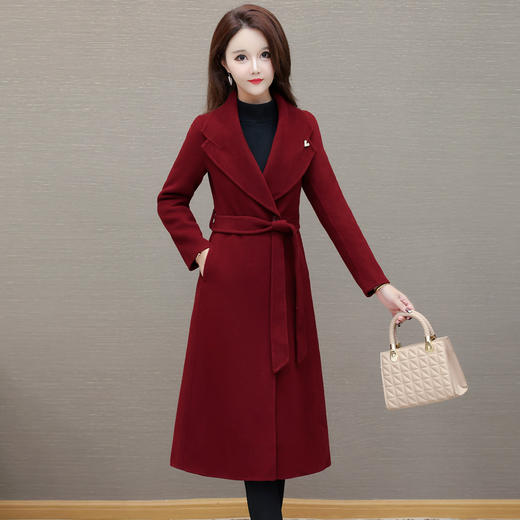 QYM 5275CL4975时尚双面呢子大衣过膝宽松厚款保暖呢子外套 商品图0
