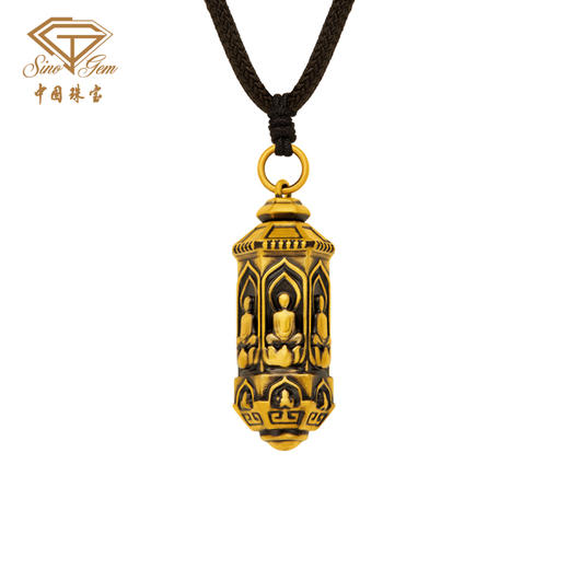 「大足金-大自在」5D硬金莲心无相黄金吊坠 足金挂坠 商品图0