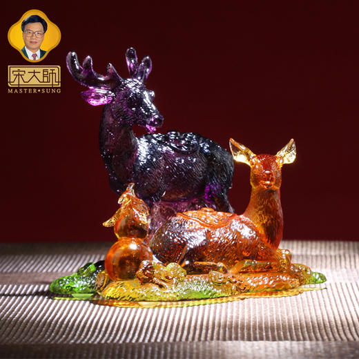 集雅轩宋韶光大师2026年新款蛇 灵鹿长春 琉璃摆件礼品 商品图1