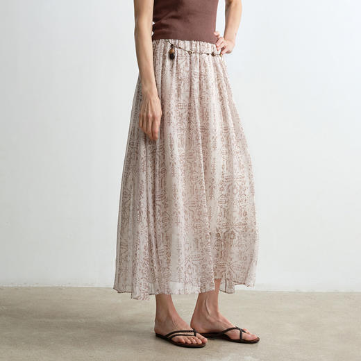 ROMI STUDIO“悠然夏日”桑蚕丝人丝混纺民族印花半身裙 RWCRXJ2724 商品图1