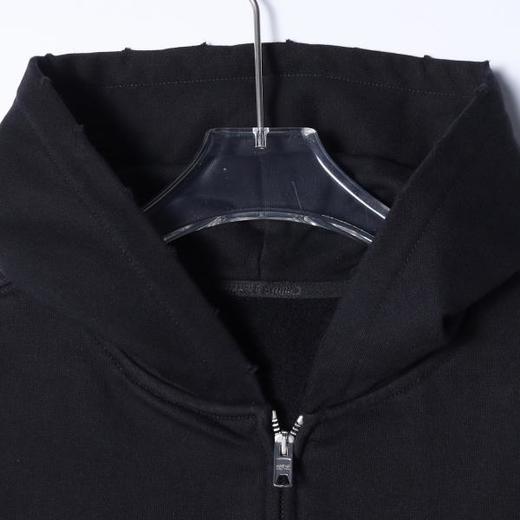 SDSA秋冬新款痞帅男装美式磨破后背印花字母拉链连帽卫衣百搭外套 商品图1